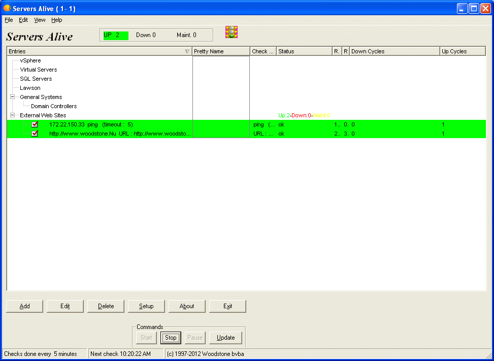 Screenshot of Servers Alive